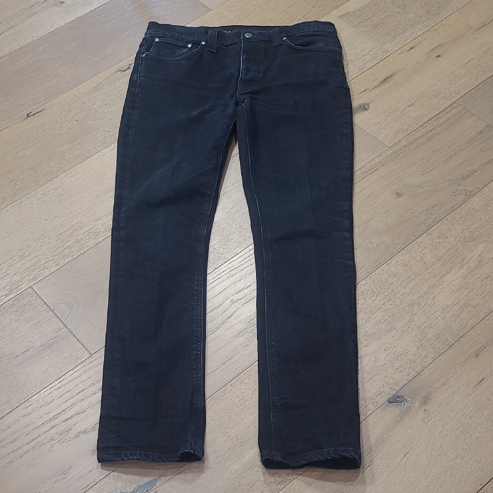 Nudie Jeans Men's sz 34*/34* Grim Tim/Black Ring Button Fly Straight Leg Denim